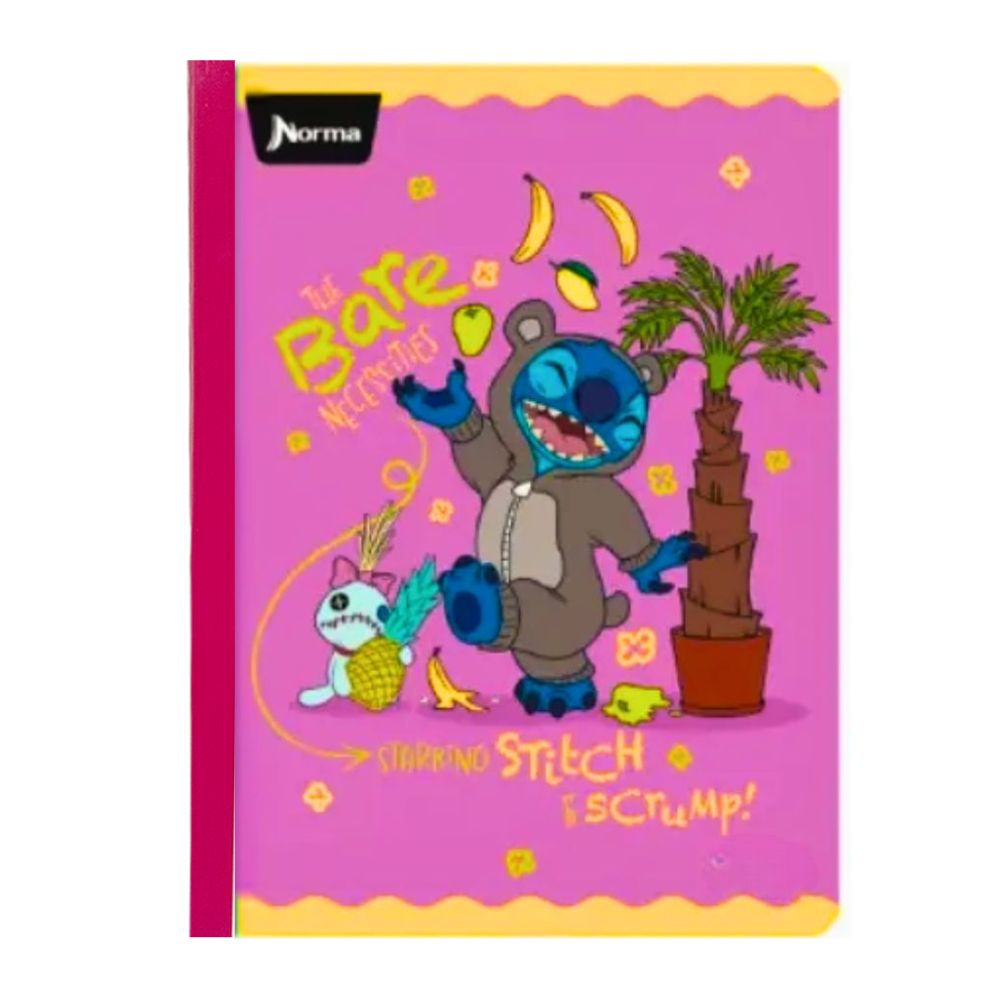 Norma Cuaderno Doble Linea Cosido 100 hojas Con Stickers Diseño Stitch The Bare