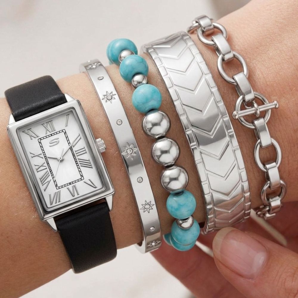 Skechers Set De Reloj y Pulseras Para Damas