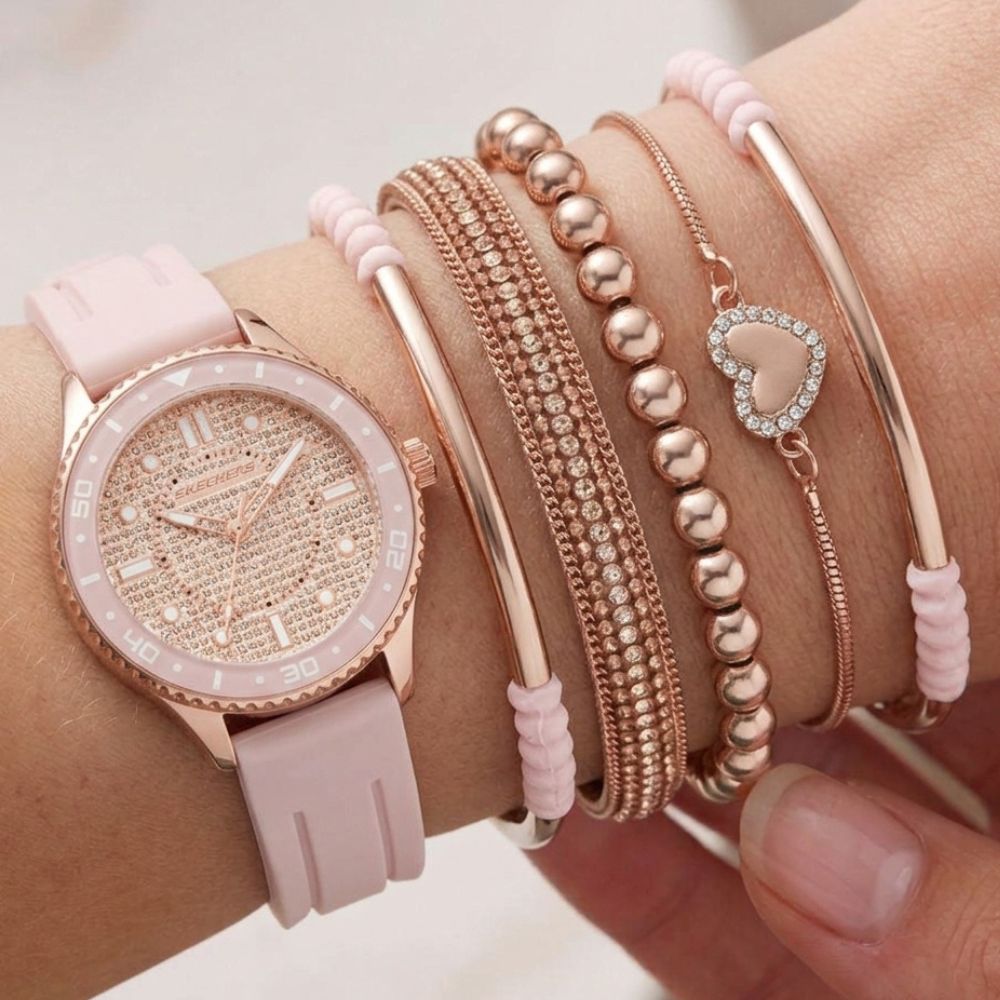 Skechers Set De Reloj y Pulseras Para Damas