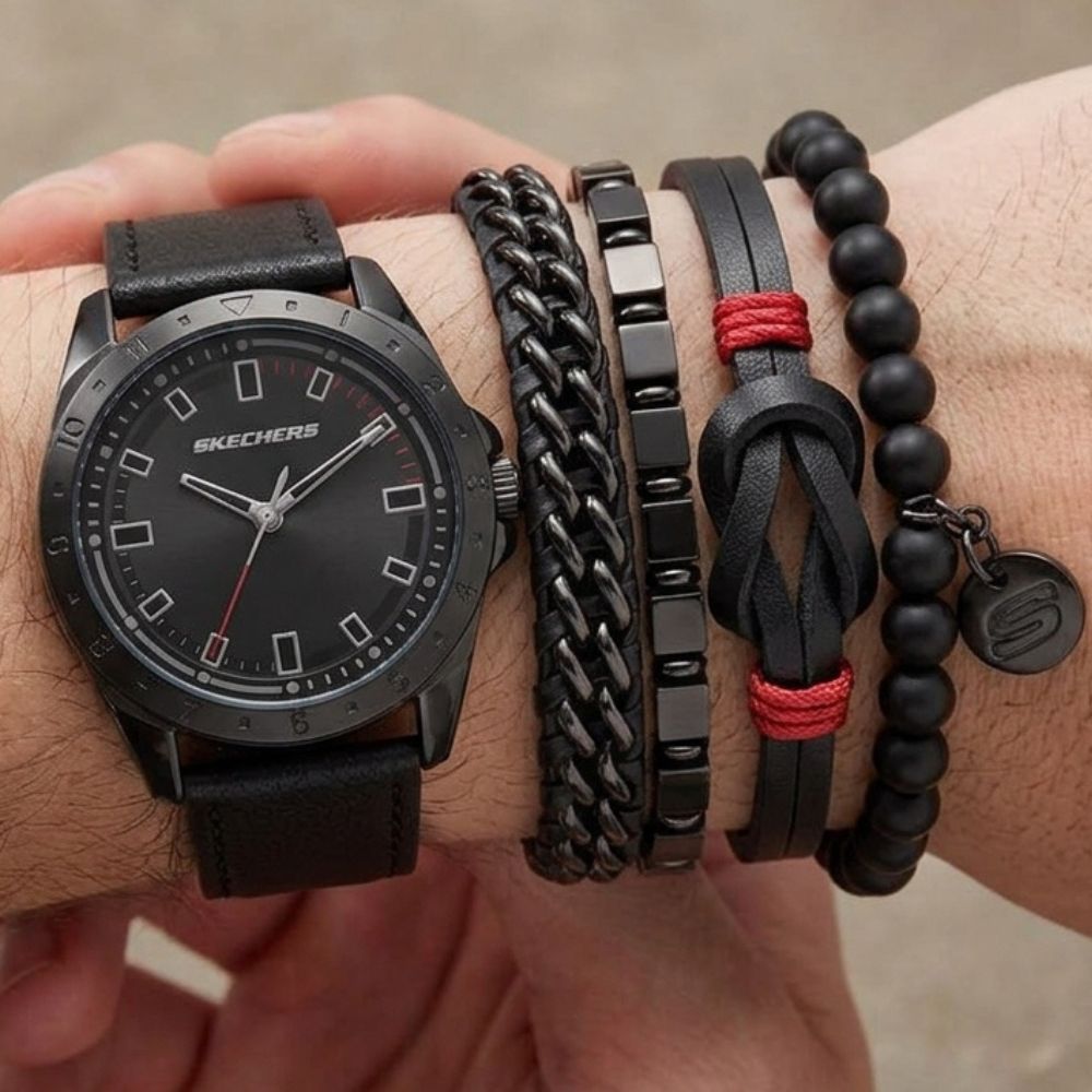 Skechers Set De Reloj y Pulseras Para Caballeros