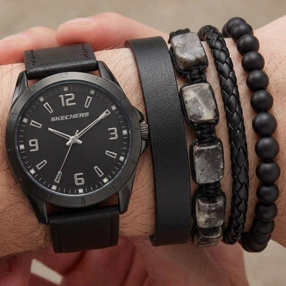 Skechers Set De Reloj y Pulseras Para Caballeros