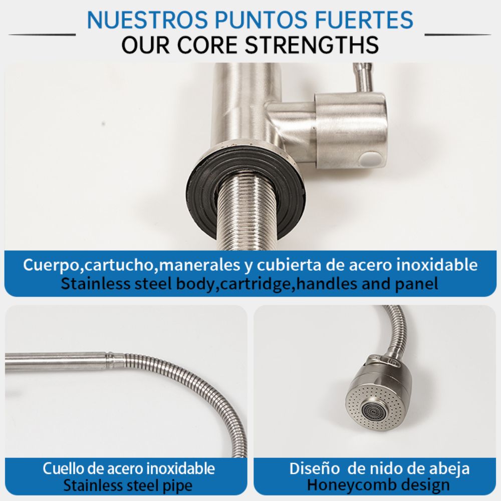 Solvex Basic Llave Cromada Individual De Acero Inoxidable Para Fregadero 2 Funciones