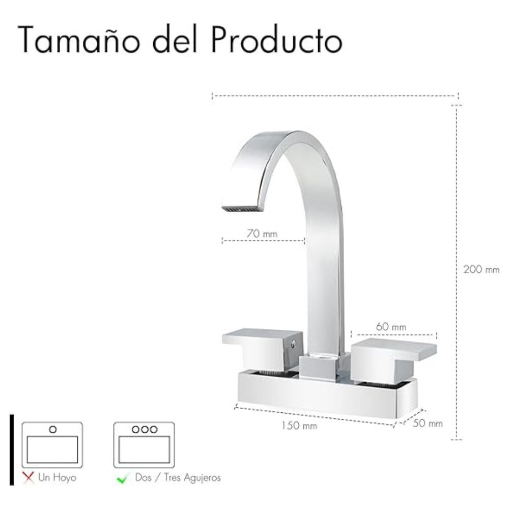 Solvex Grifo Satinado Para Lavamanos Caída En Cascada De Latón De 4" Manijas De Zinc De 1/4 De Vuelta