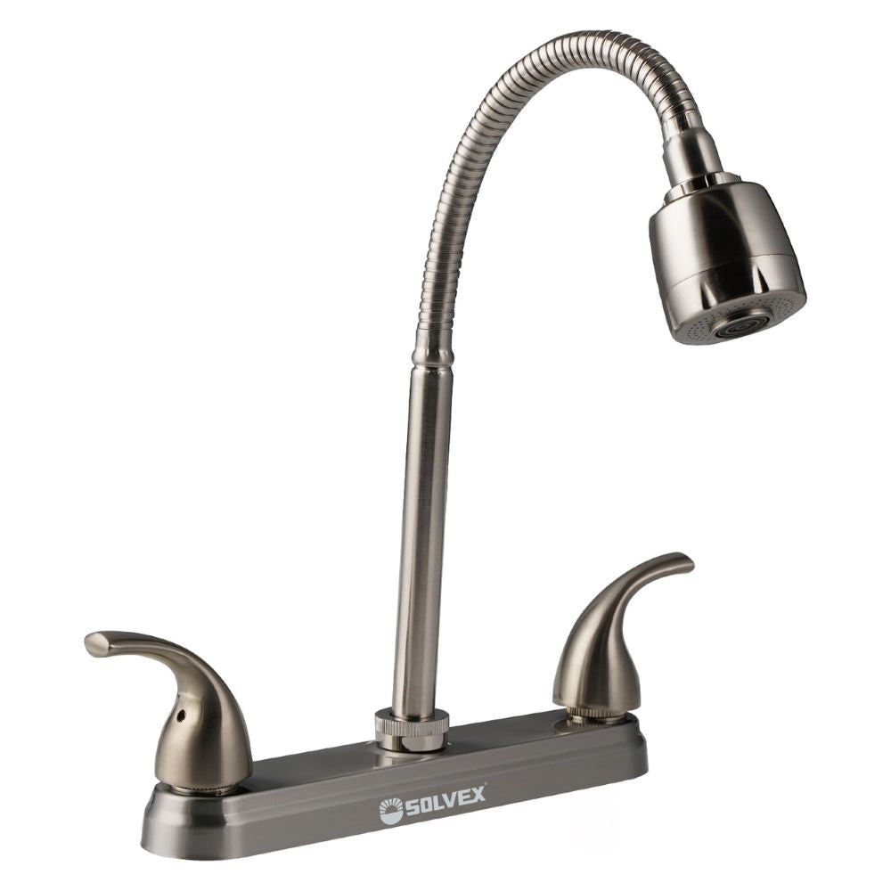 Solvex Smart Grifo Satinado Para Fregadero De Latón Cuello Flexible De 8" 2 Funciones
