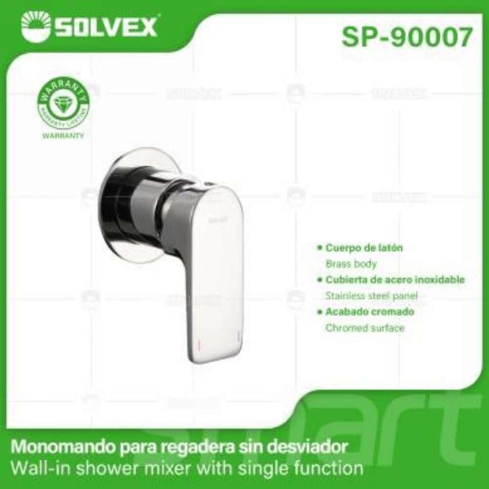 Solvex Smart Grifería Cromada Monomando Redonda Sin Desviador Para Ducha De Pared