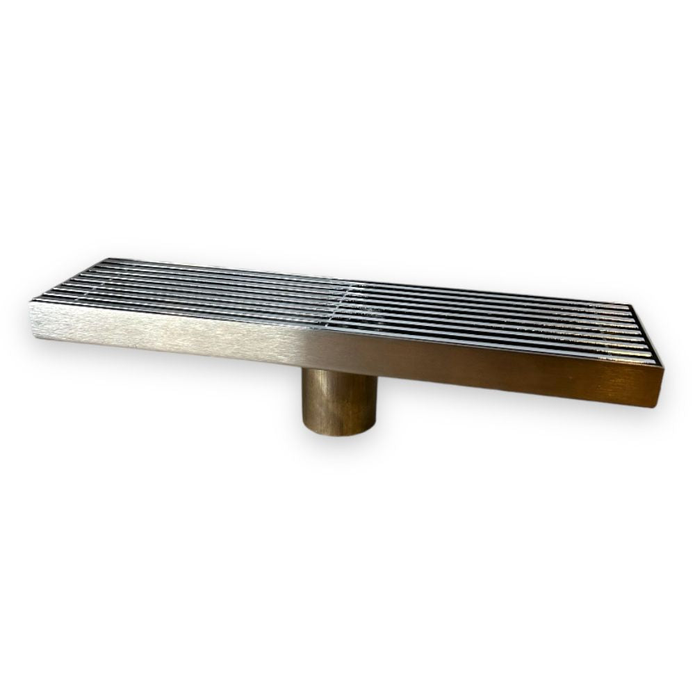 Solvex Smart Desagüe Satinado Para Piso En Acero Inoxidable Antiolor Rectangular De 8x30cm