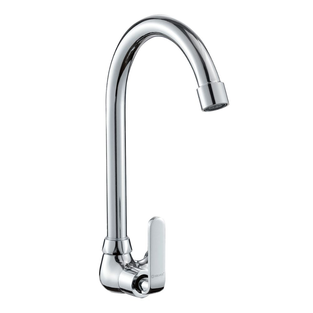 Solvex Smart Llave Cromada Individual Para Lavamanos De Pared Cuello Cisne Alto