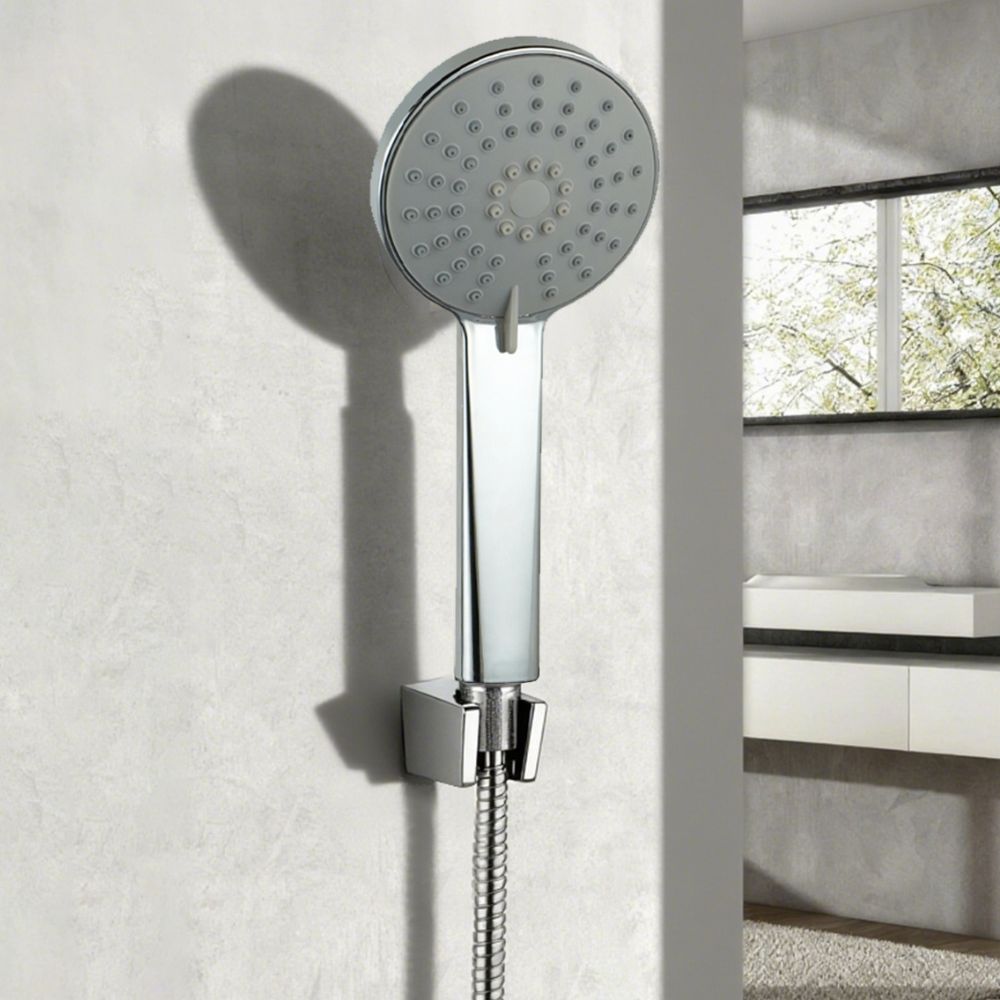 Solvex Smart Ducha Teléfono Cromada Con Soporte Ajustable De 4" 3 Funciones Manguera De 1,5m
