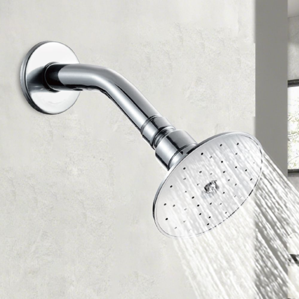 Solvex Juego De Ducha Cromada De Zinc Cabezal Redondo 3½" Con Reductor Removible Ajuste Caudal Brazo De Metal 16cm