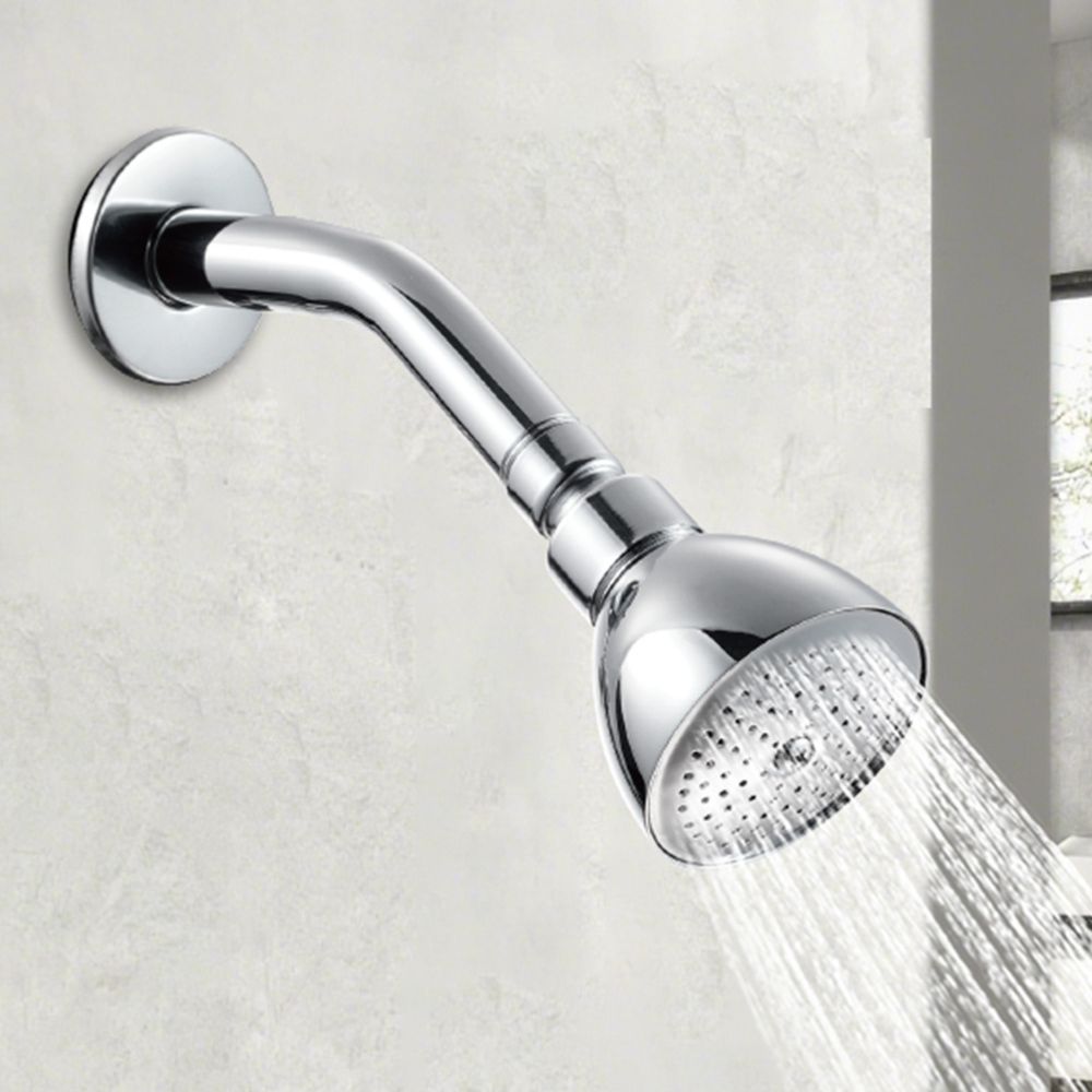 Solvex Juego De Ducha Cromada De Zinc Cabezal Redondo 2½" Con Flujo Ajustable Brazo De Metal 16cm