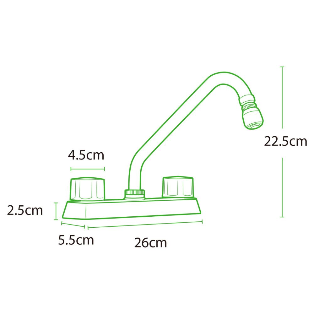 Solvex Smart Grifo Cromado Para Fregadero De Zinc De 8" Cuello Alto Giratorio 360° Manijas Ergonómicas Giro Completo De Plástico