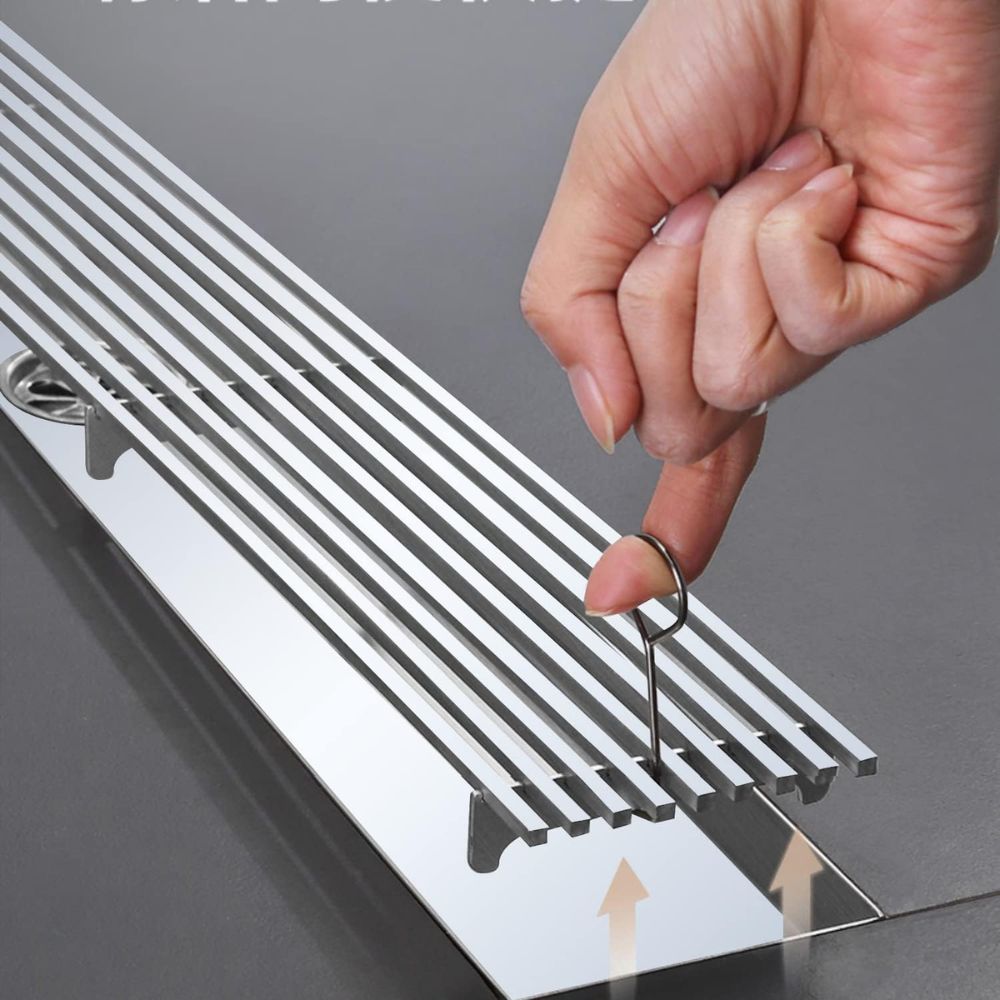 Solvex Smart Desagüe Cromado Para Piso En Acero Inoxidable Antiolor Rectangular De 8x30cm