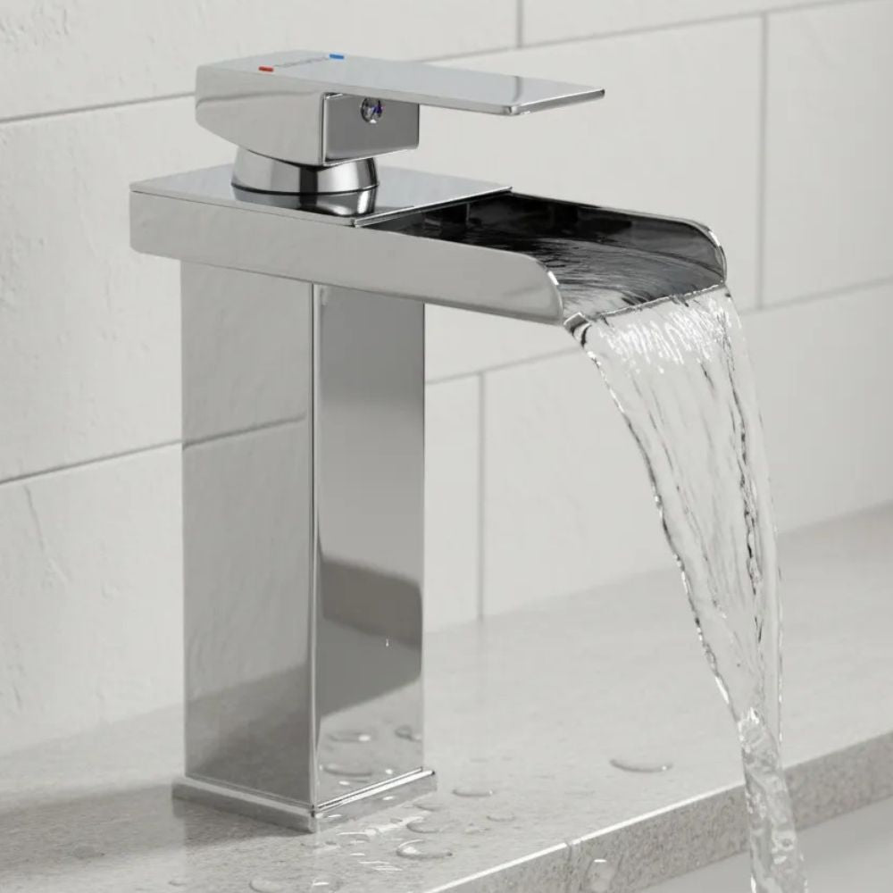 Solvex Smart Grifo Cromado Monomando Para Lavabo Con Diseño Contemporáneo De Caño Tipo Cascada