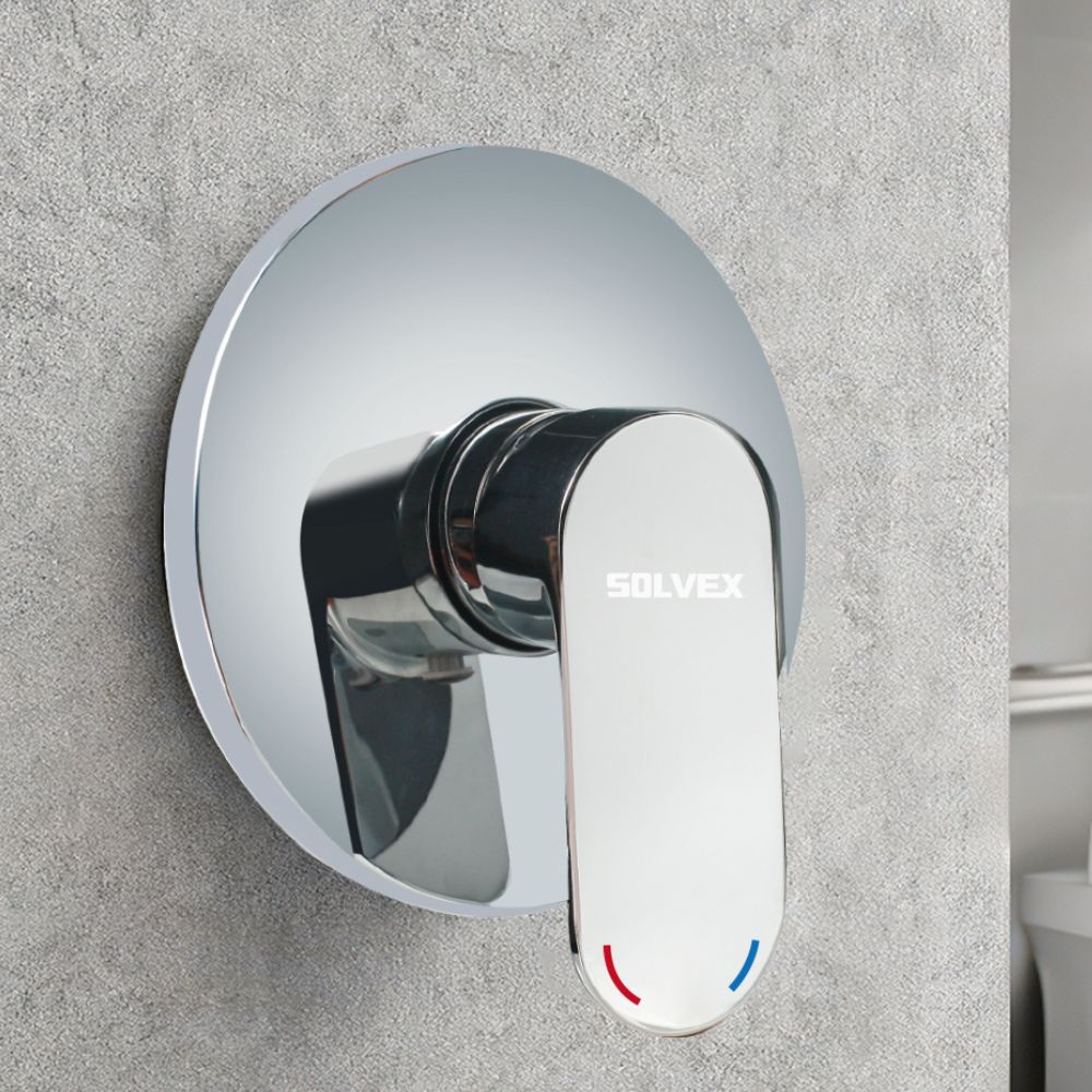 Solvex Grifería Cromada Monomando Redonda Sin Desviador Para Ducha De Pared