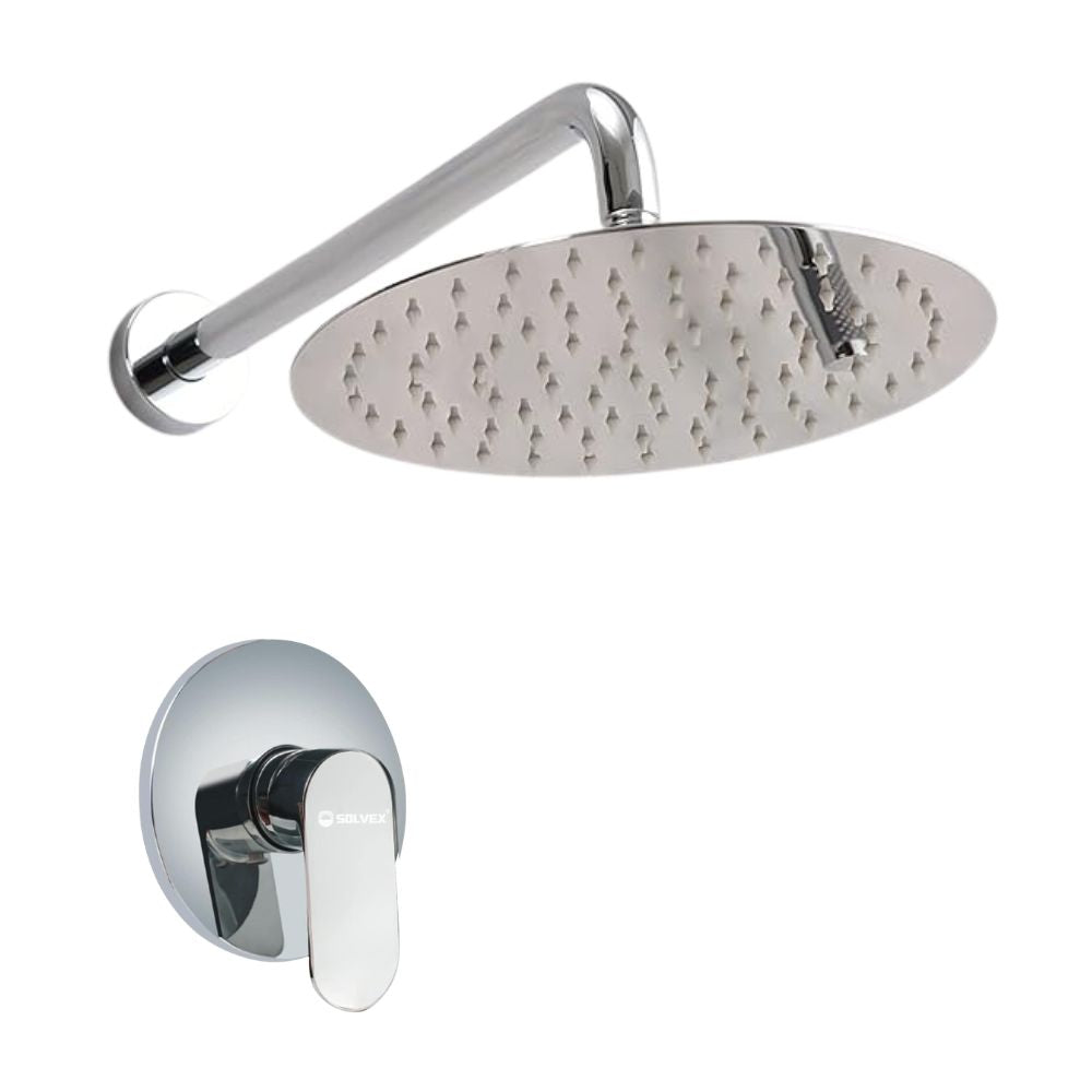 Solvex Juego De Ducha Redonda Cromada Con Grifo Monomando Redondo De 8"