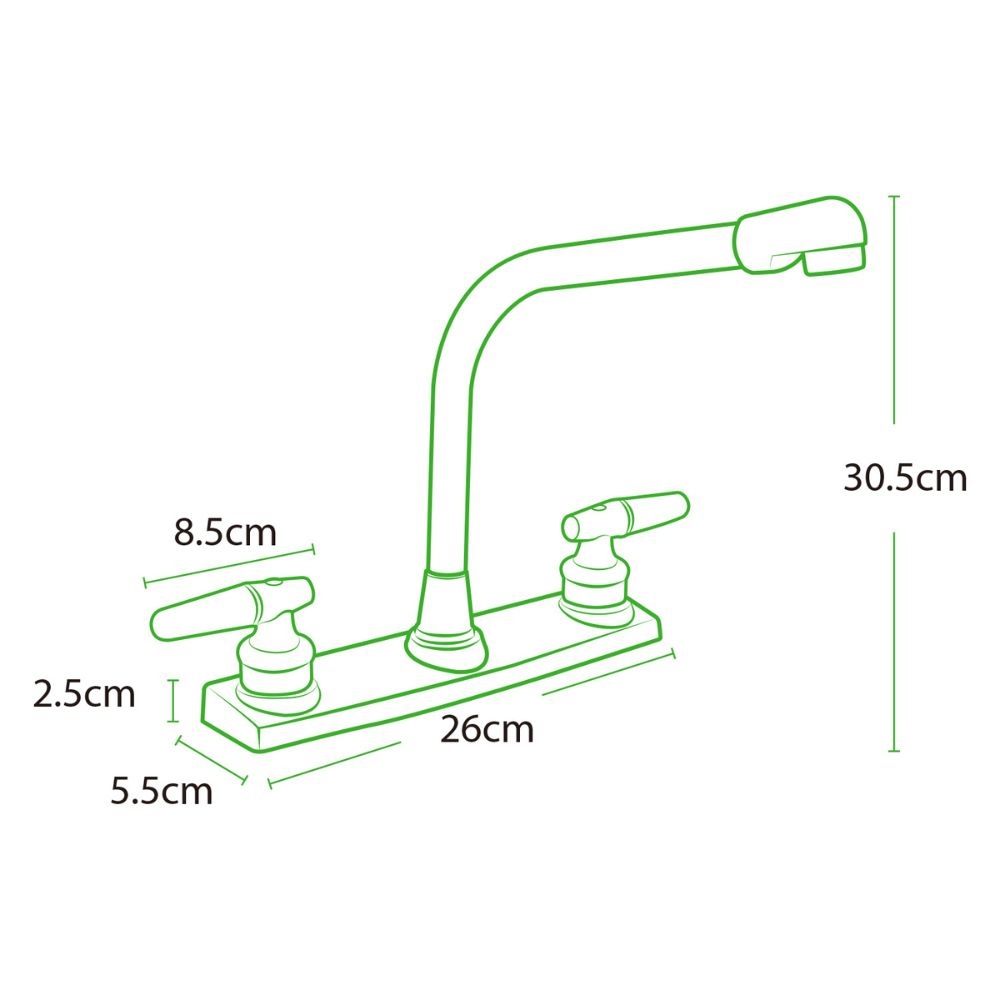 Solvex Smart Grifo Cromado Para Fregadero De Latón de 8" Manijas 1/4 De Vuelta De Plástico
