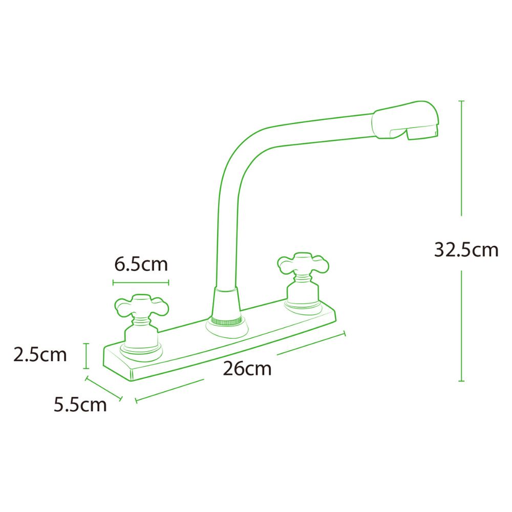 Solvex Smart Grifo Cromado Para Fregadero De Latón De 8" Cuello Recto Manijas Cruz Giro Completo De Zinc