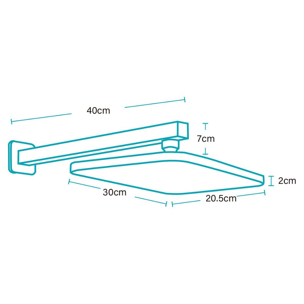 Solvex Plus Juego De Ducha Satinada Cuadrada De 12" x 8" ABS Brazo De 40cm