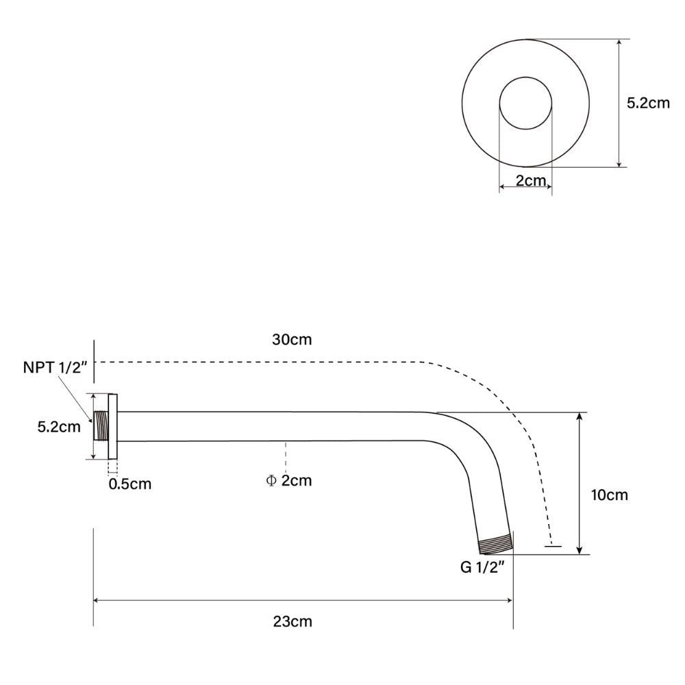 Solvex Smart Brazo Cromado De Ducha y Roseta De Acero Inoxidable 30cm