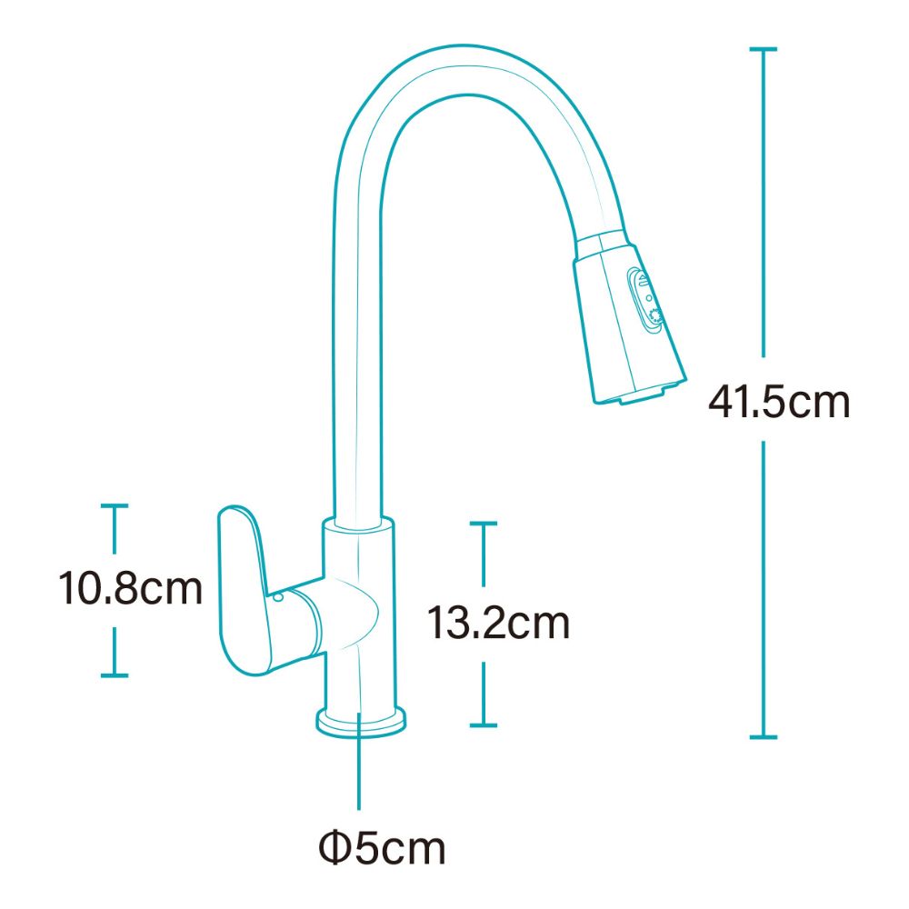 Solvex Grifería Cromada Monomando Cuello Cisne Con Cabezal De 3 Funciones Para Fregadero 41,5cm