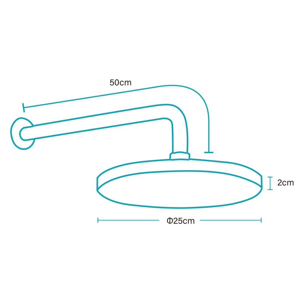Solvex Plus Juego De Ducha Satinada De 10" Redondo ABS Brazo De 50cm
