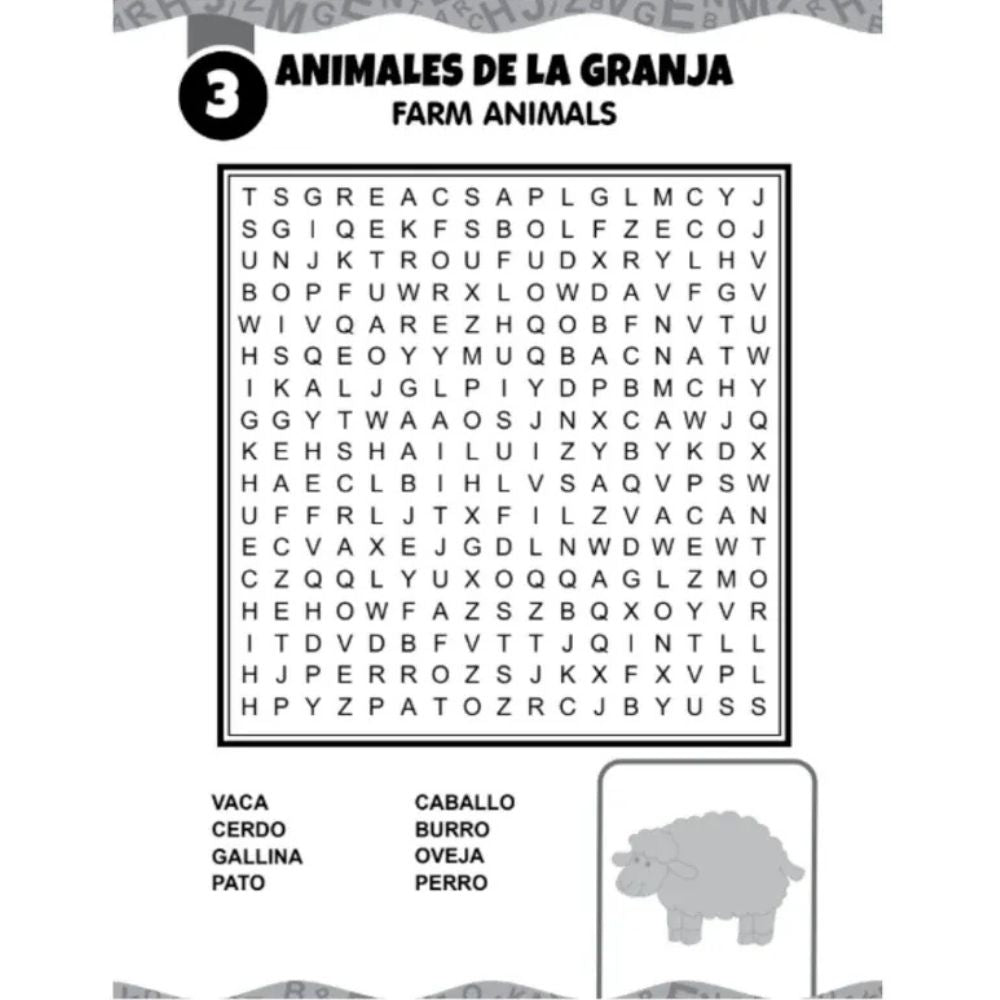 Sopa De Letras Mega Mente En Ingles y Español Animales Humanos y Naturaleza 5+