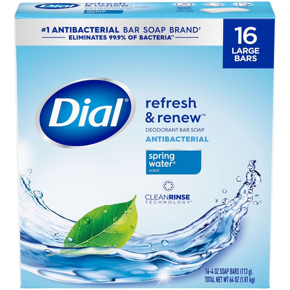 Dial Jabon 16 Bar Soap Refresh & Renew Antibacterial  Sprin Water Scent