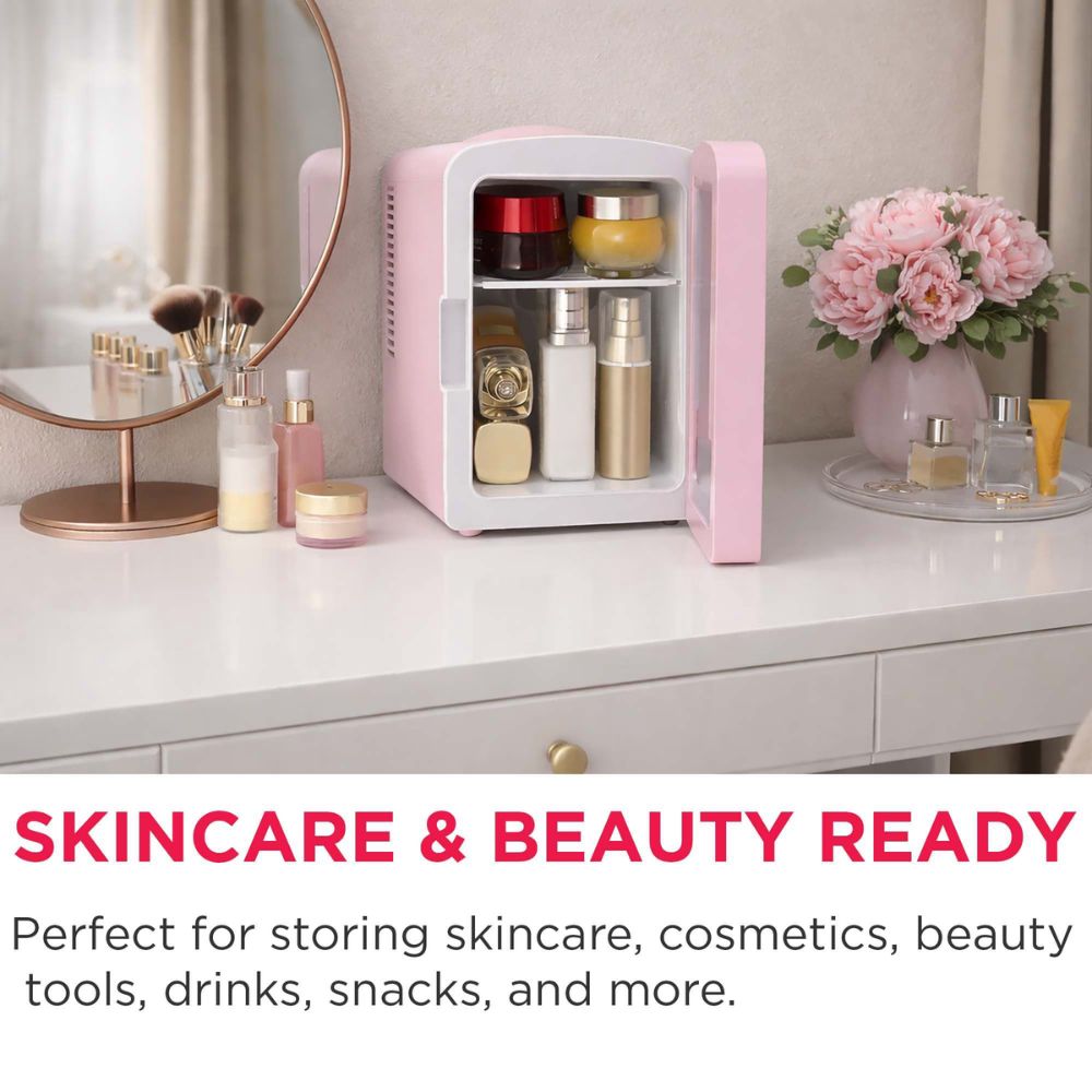 Frigidaire Beauty & Beverage Cooler With Light Mirronr Color Pink