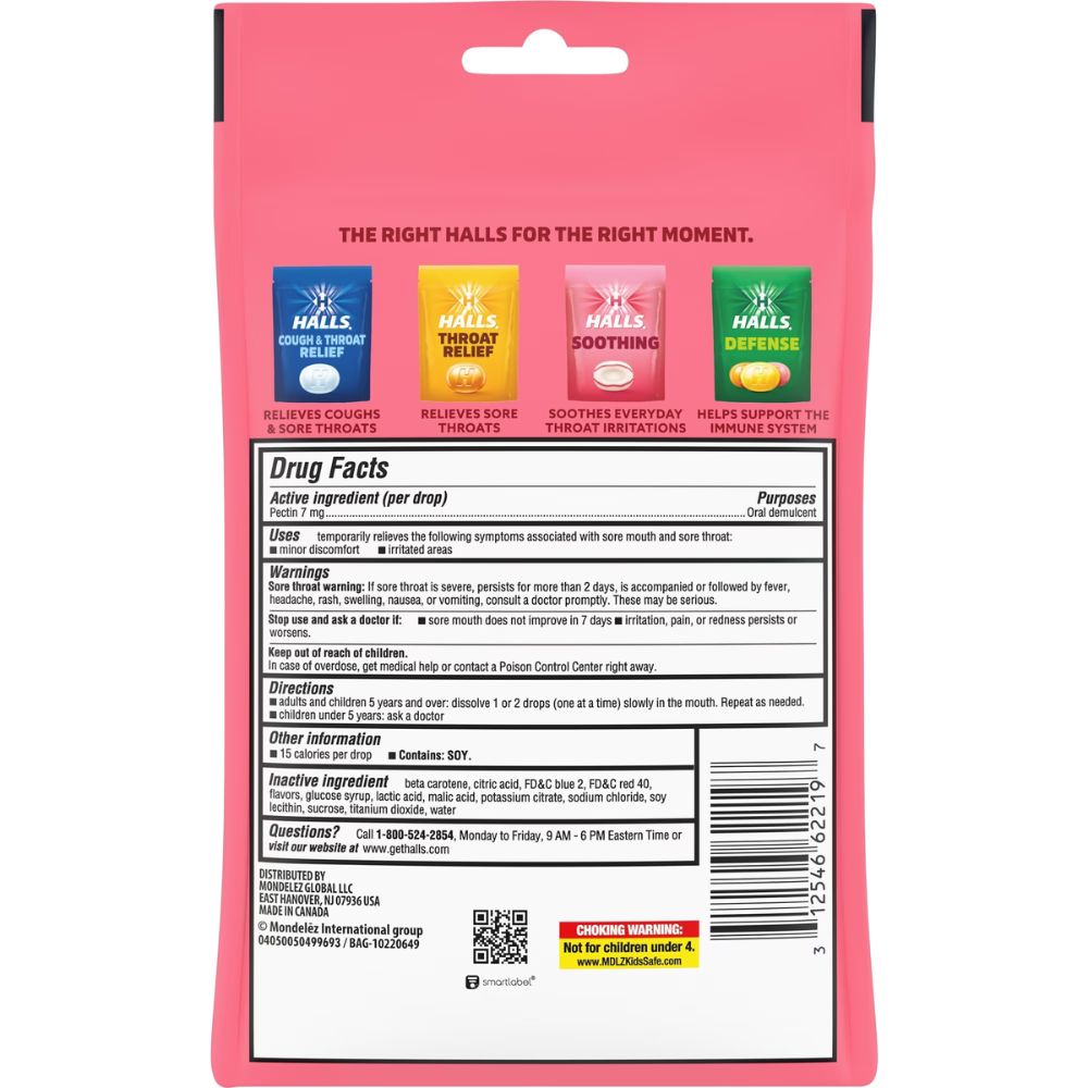 Halls Caramelos Soothing Creamy Strawberry Flavor 25 Drops