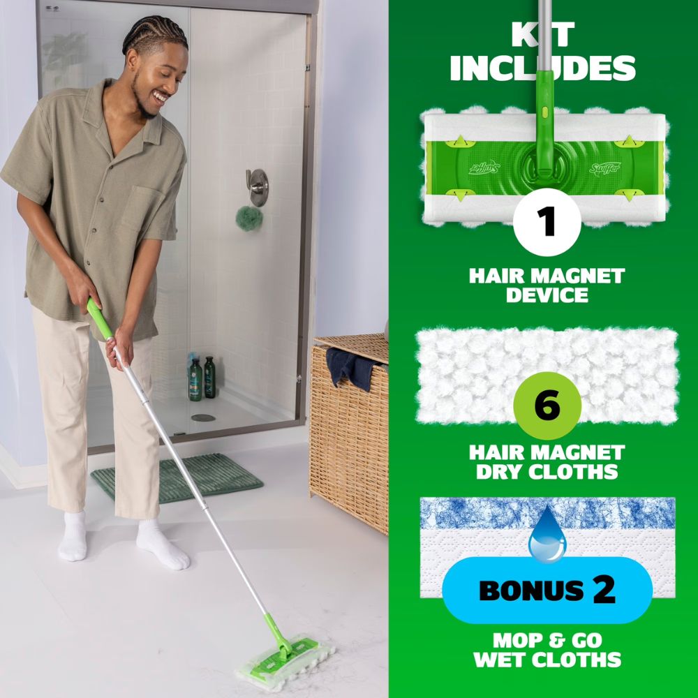 Swiffer Hair Magnet Deluxe Sweeping Kit: 6 Dry Cloths + 2 Wet Clothhs