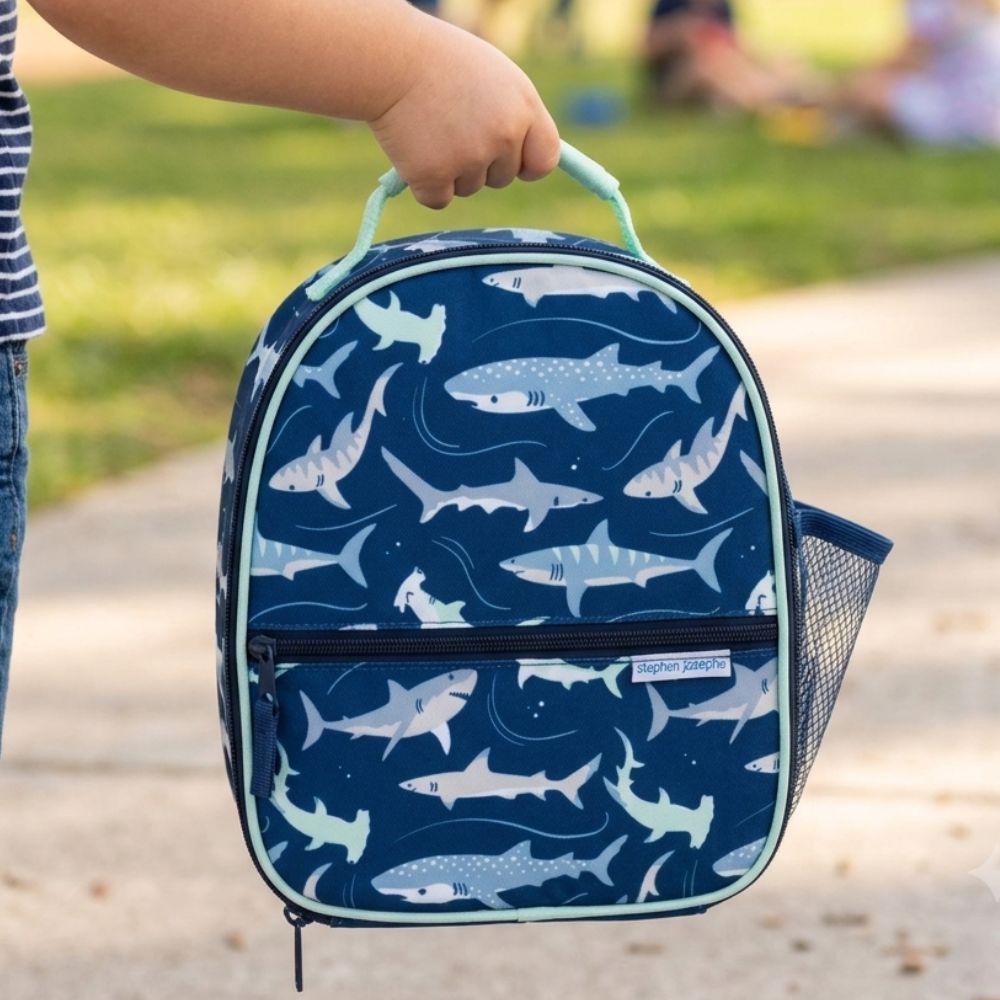 Stephen Joseph Lonchera All Over Print Navy Shark