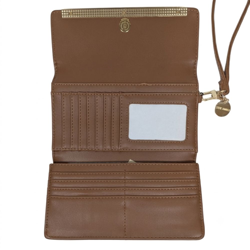 Steve Madden Monedero Logobar Trifold Cognac