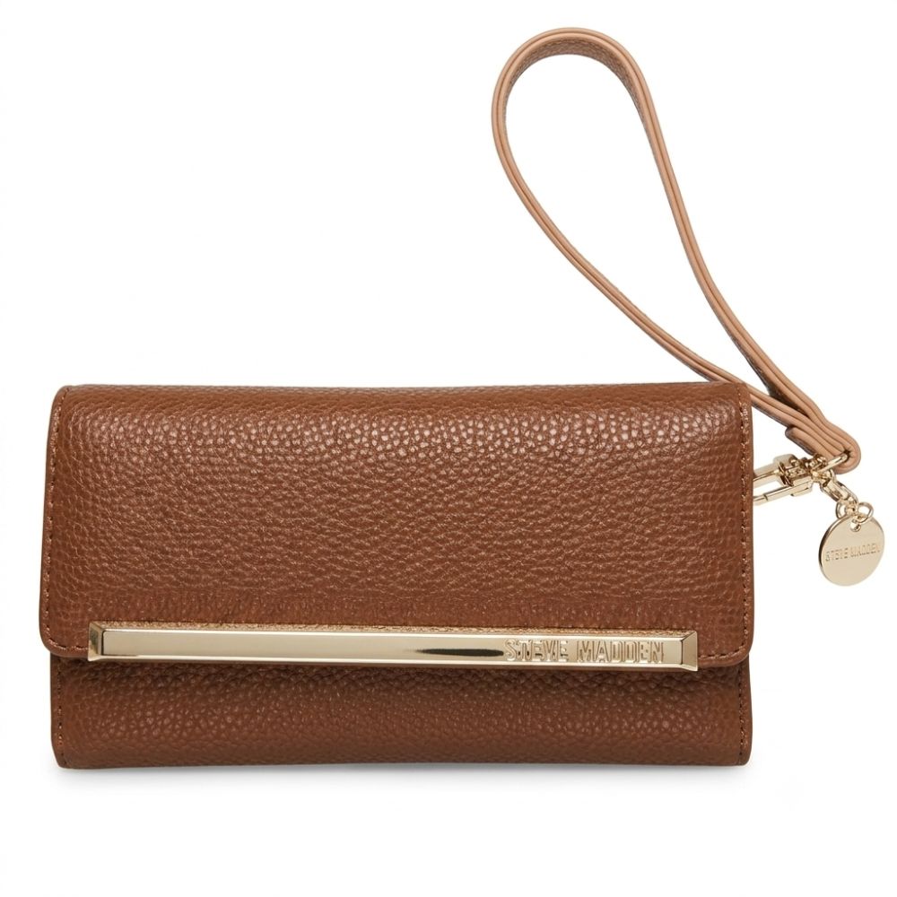 Steve Madden Monedero Logobar Trifold Cognac
