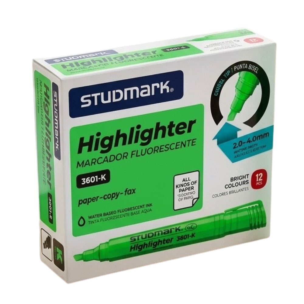 Studmark Marcador Fluorescente Verde 12Und