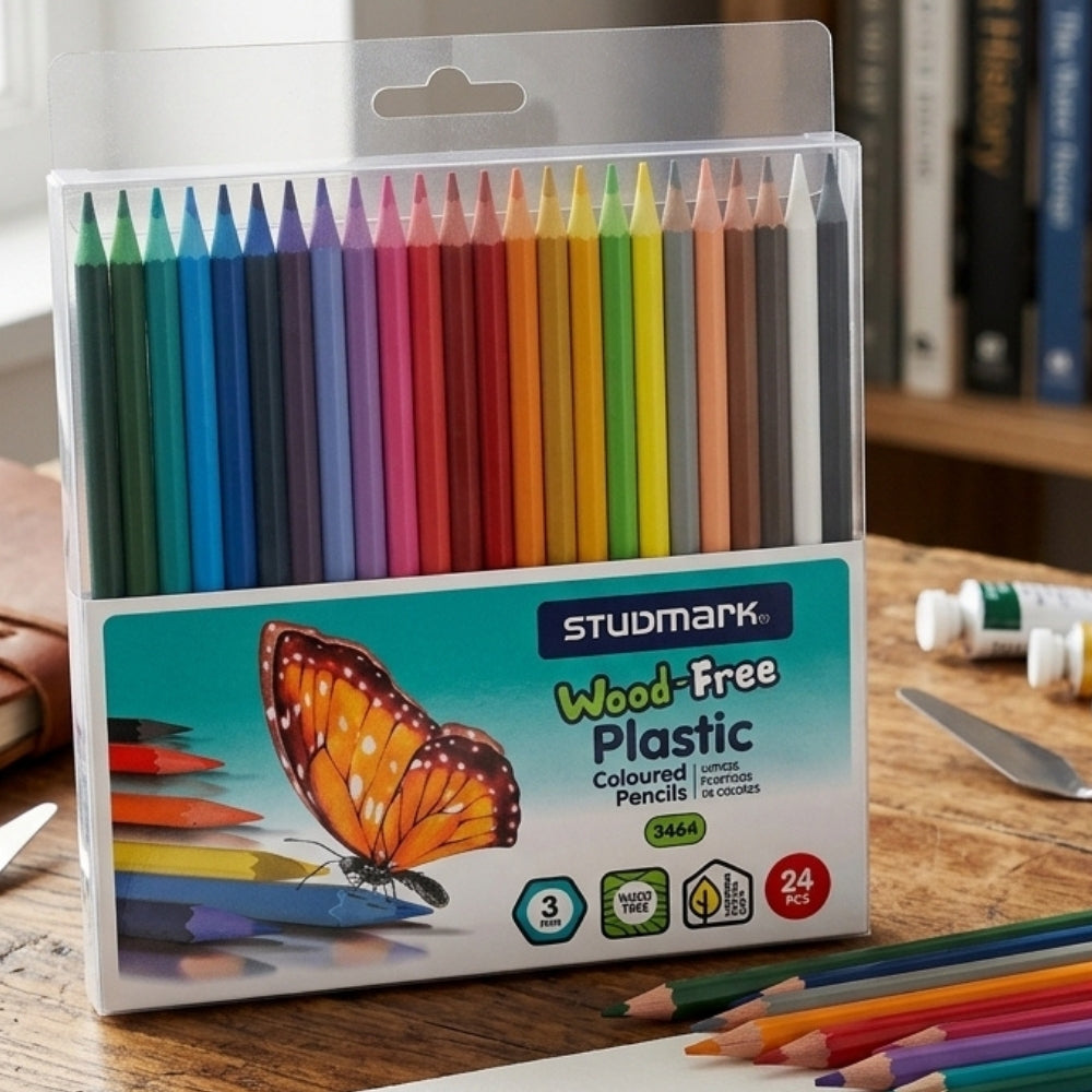 Studmark Lápices Plásticos De Colores 24 Colores Con Estuche