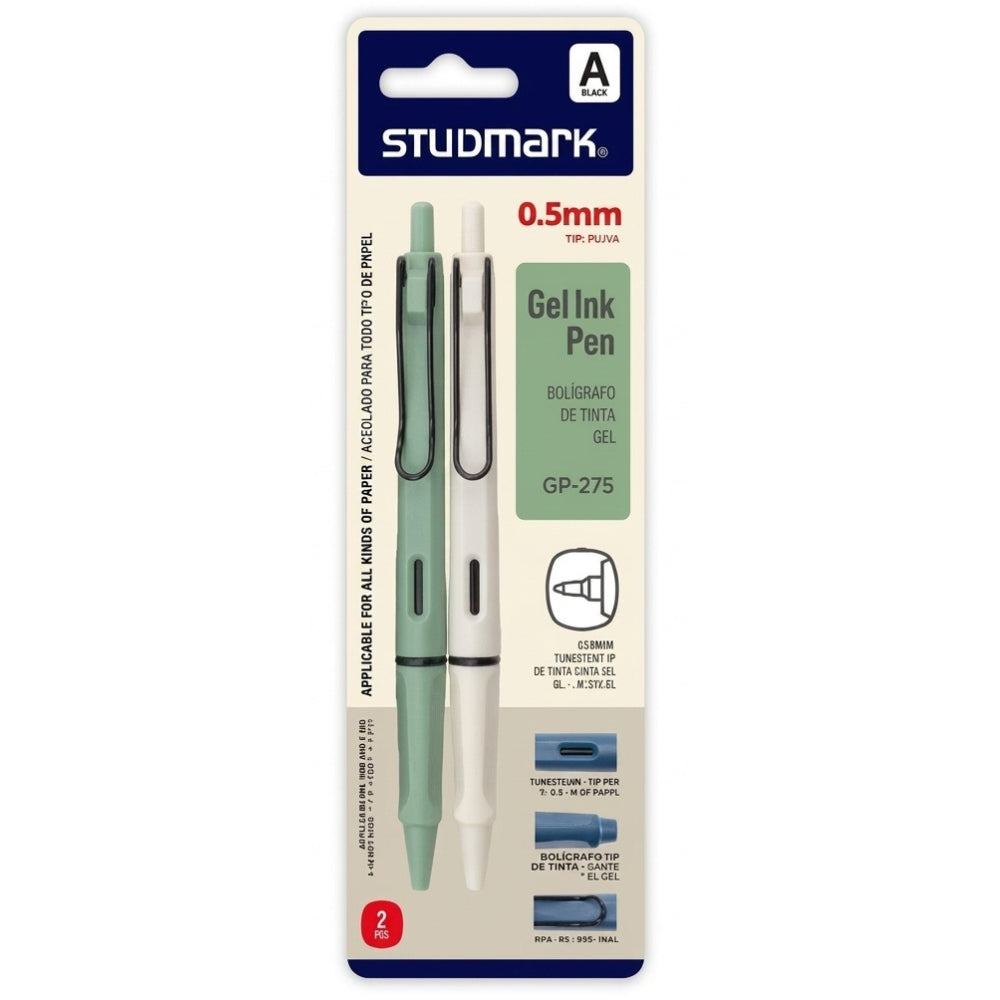 Studmark Bolígrafos De Tinta Gel Negro 0.5mm 2Und Dos Opciones