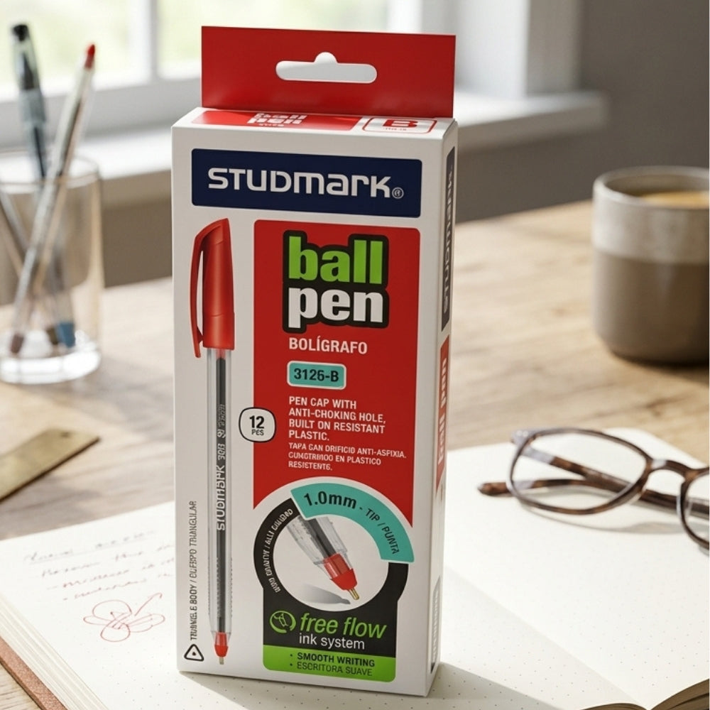 Studmark Bolígrafo Punta 1.00mm Rojo 12Und