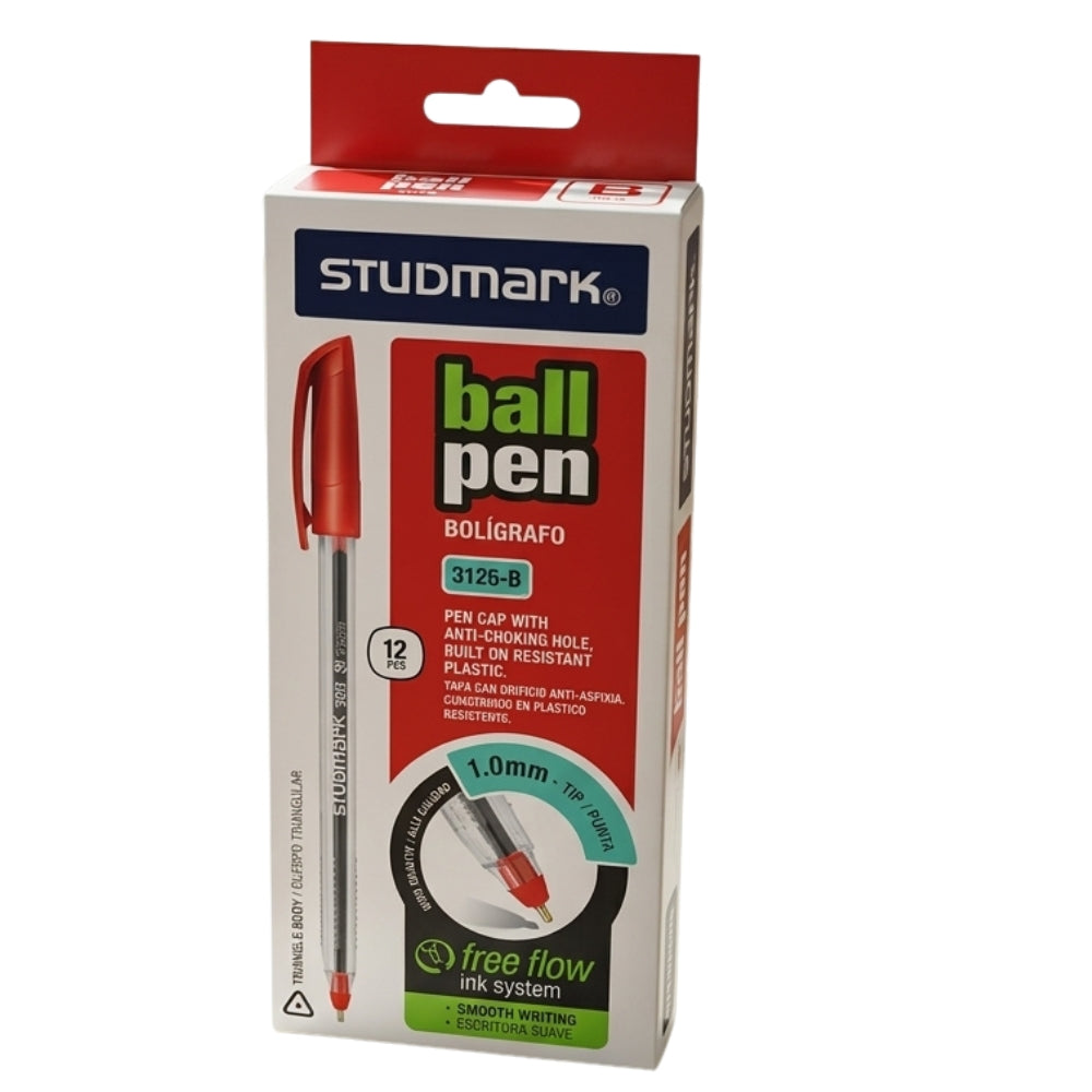 Studmark Bolígrafo Punta 1.00mm Rojo 12Und