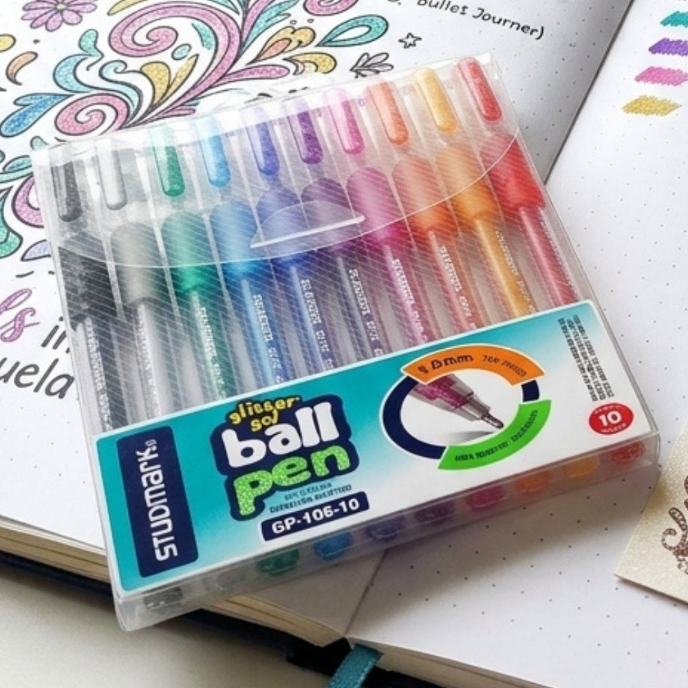 Studmark Bolígrafos De Tinta Gel Glitter 1.0mm 10 Colores