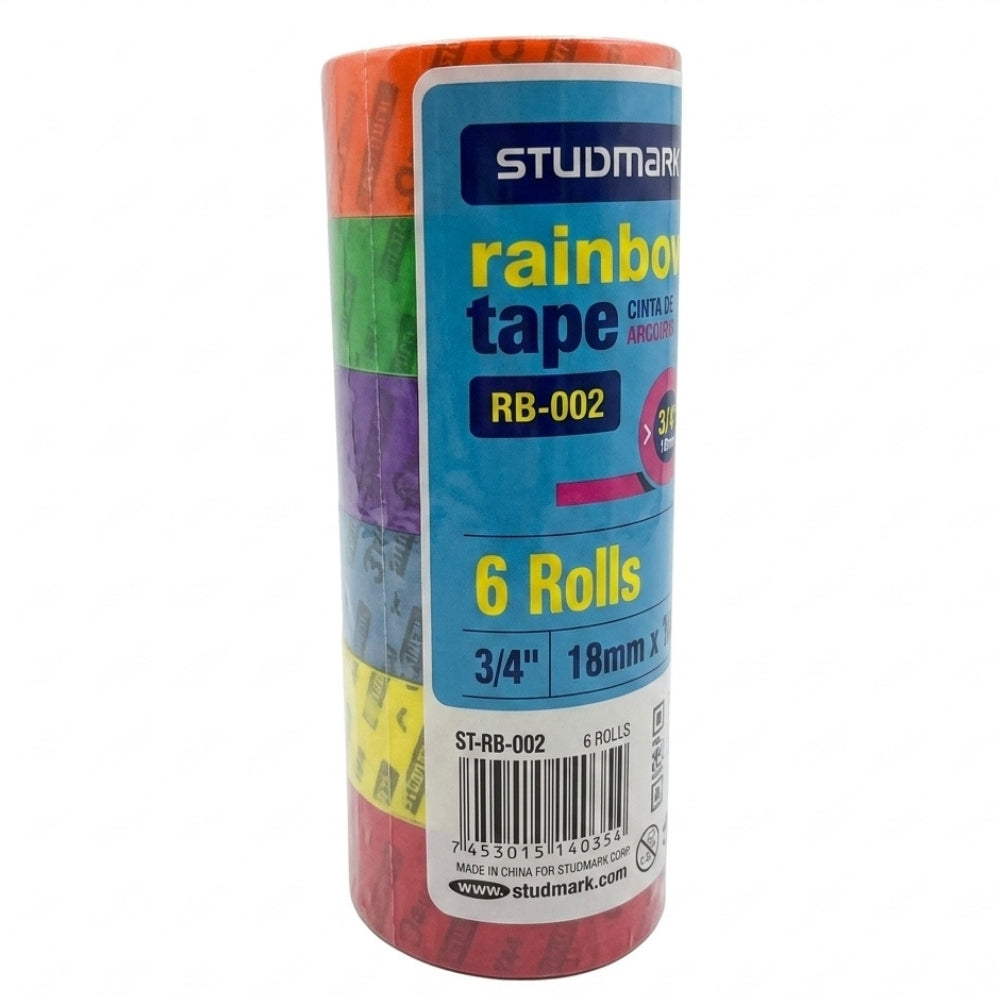 Studmark Cinta Adhesiva Arcoiris 3/4" 18mm x 10m 6 Rollos