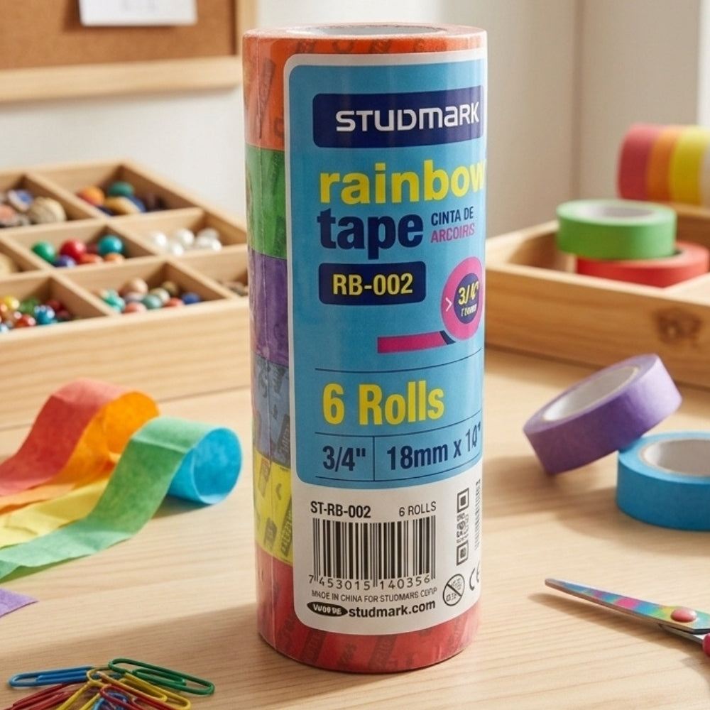 Studmark Cinta Adhesiva Arcoiris 3/4" 18mm x 10m 6 Rollos
