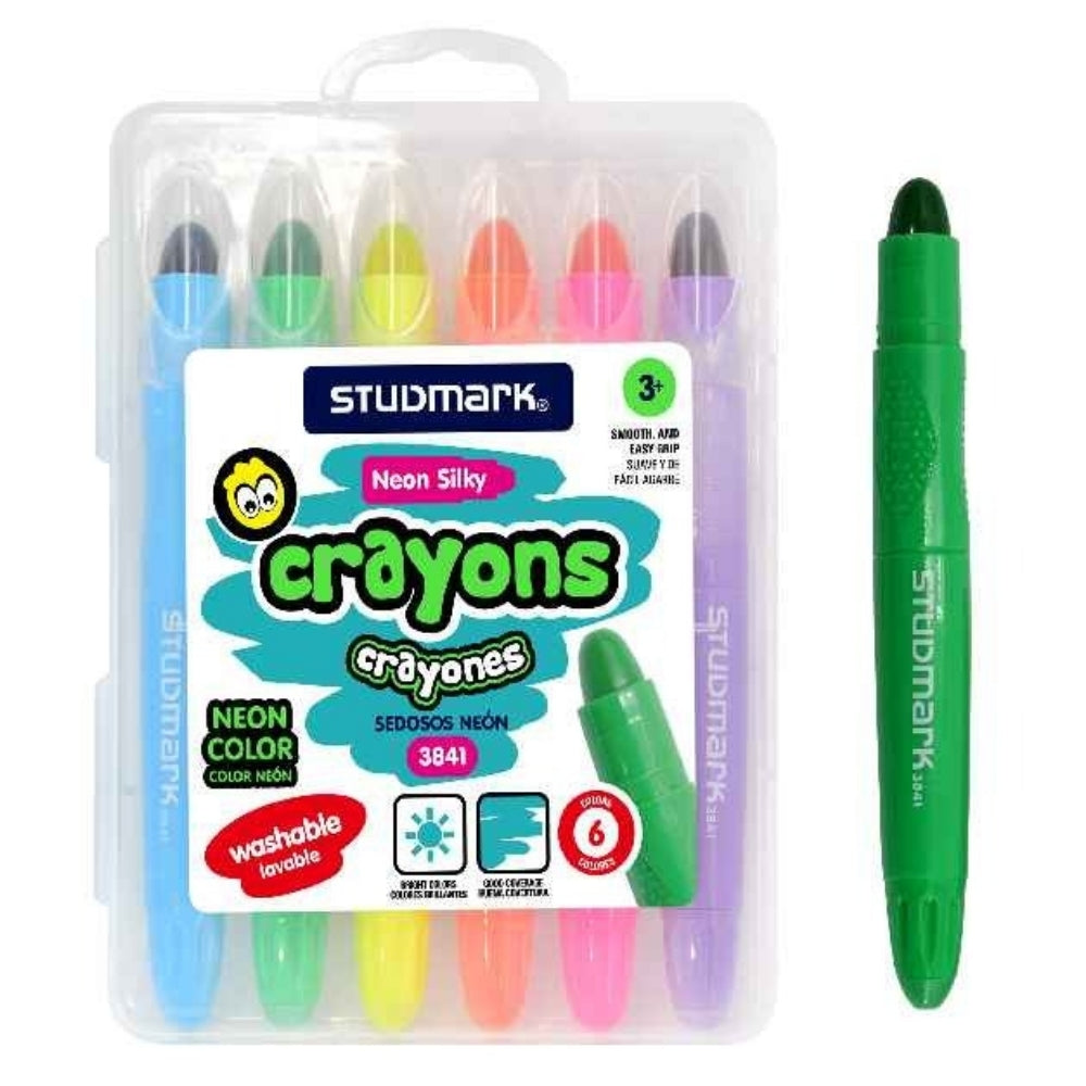 Studmark Crayons Sedosos Neon Color 6 Colores 3+