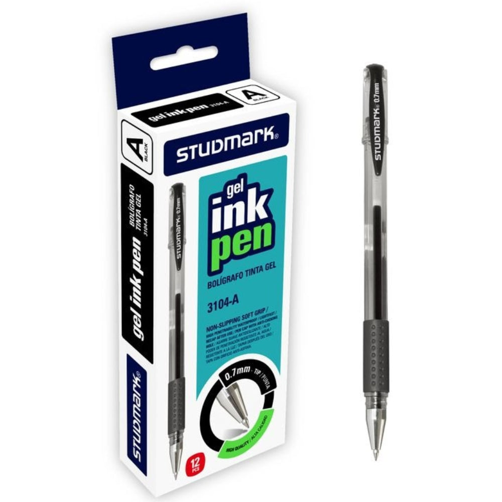 Studmark Bolígrafo De Tinta Gel Negro 0.7mm 12Und