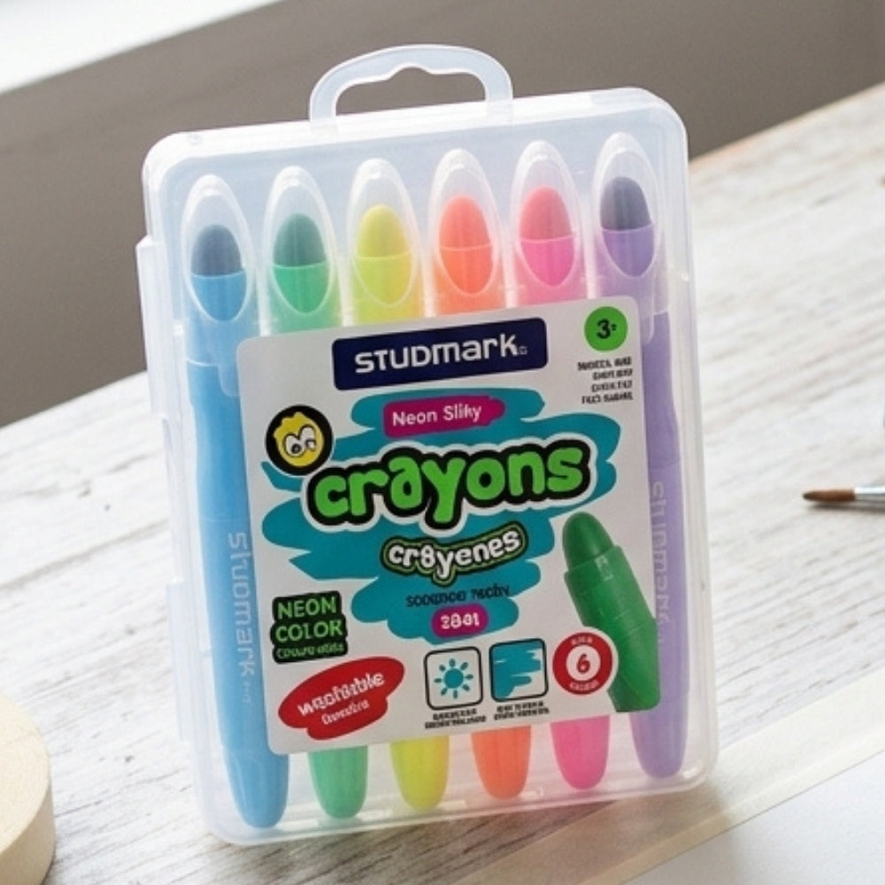 Studmark Crayons Sedosos Neon Color 6 Colores 3+