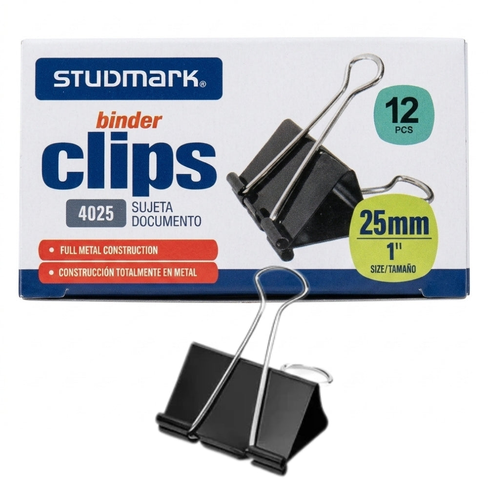 Studmark Clip Binder 25mm 1" 12Und