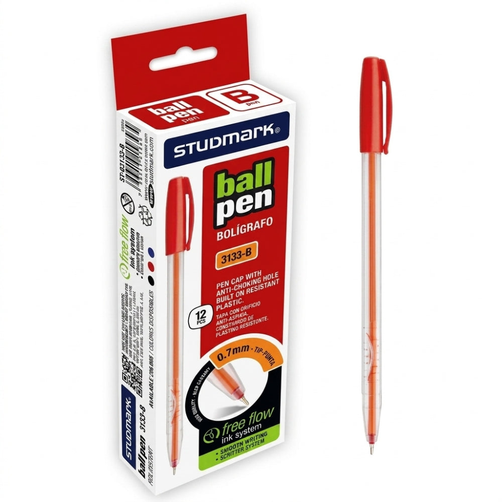 Studmark Bolígrafo Punta 0.7mm Rojo 12Und