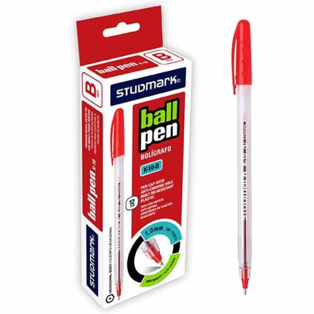Studmark Bolígrafo Punta 1.00mm Rojo 12Und