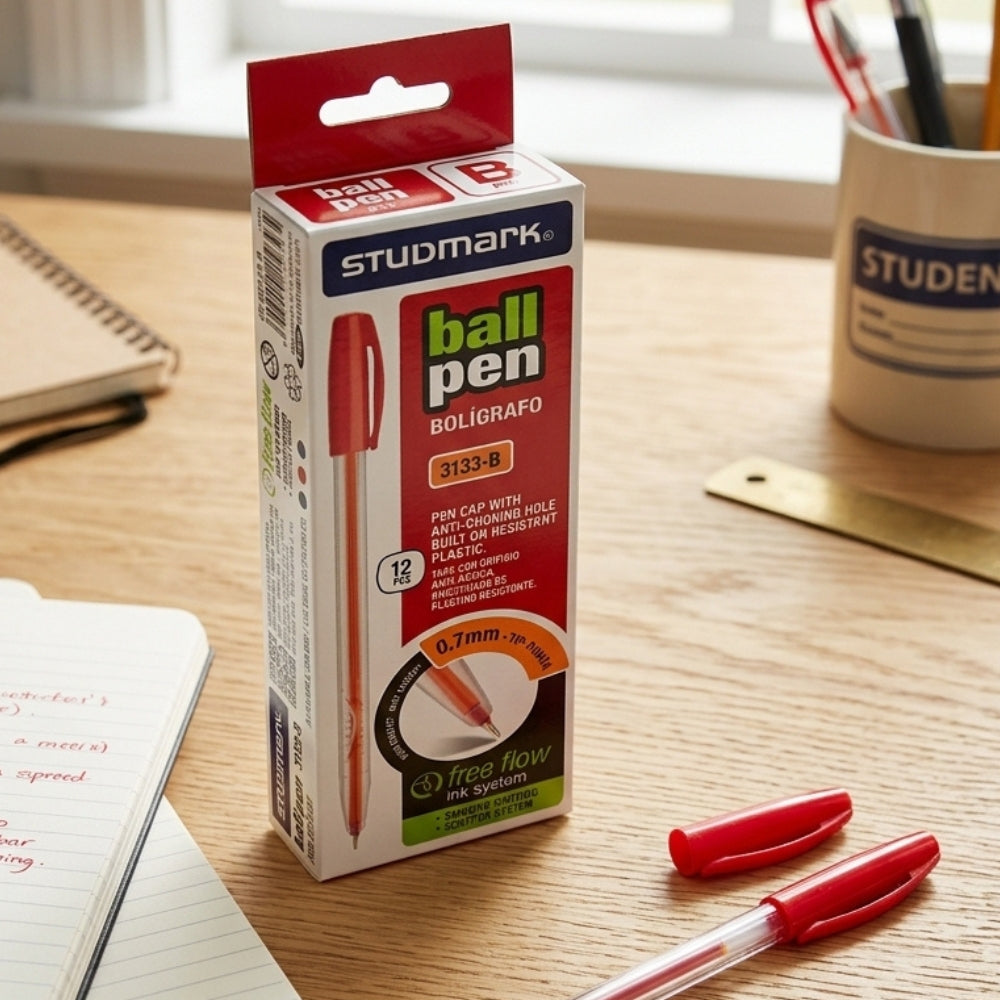Studmark Bolígrafo Punta 0.7mm Rojo 12Und