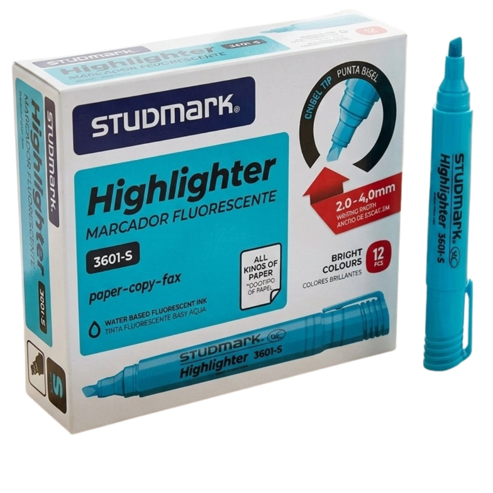 Studmark Marcador Fluorescente Azul Celeste 1 Und