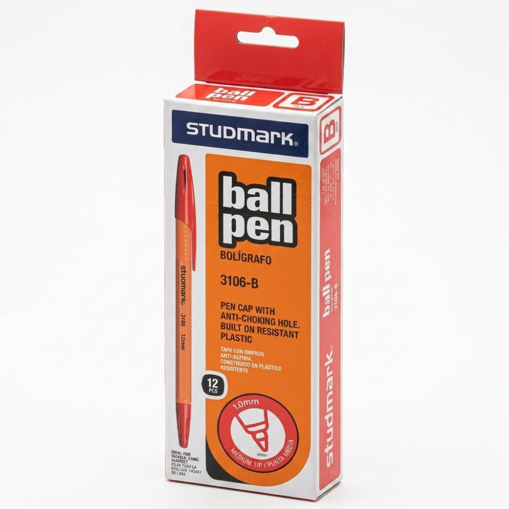 Studmark Bolígrafo Punta Media Rojo 12Und